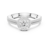 Double Band Engagement Ring with Diamond Halo and Prong-Set