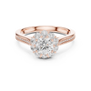 Engagement Ring with Round Cluster Halo and Pav? Diamond Band