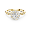 Engagement Ring with Round Cluster Halo and Pav? Diamond Band