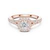 Diamond Halo Engagement Ring with Pave-Set Band.
