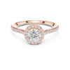 Classic Round Diamond Halo Engagement Ring with Pav?-Set Band.