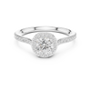 Classic Round Diamond Halo Engagement Ring with Pav?-Set Band.