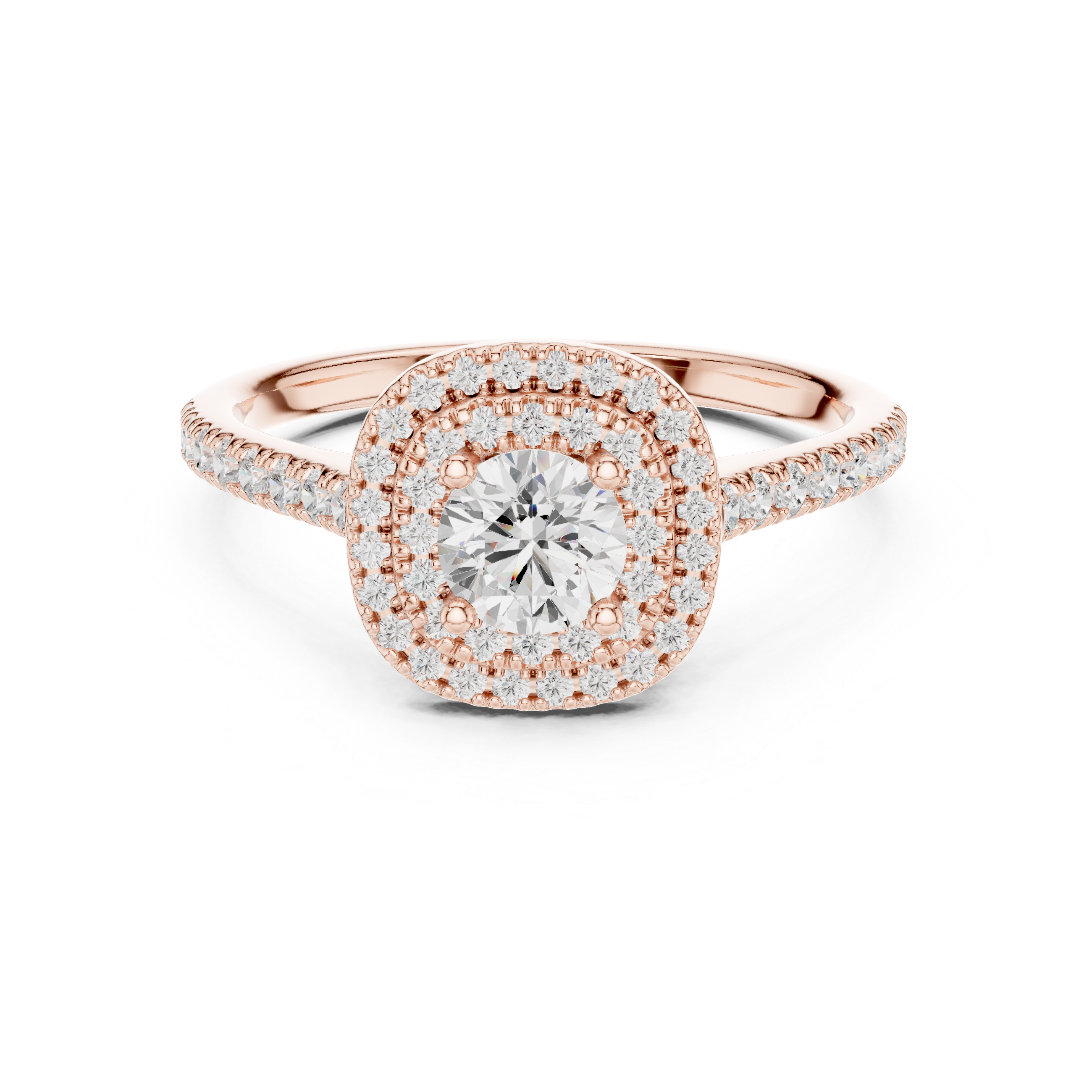 Halo Engagement Ring with Pav? Band and Under Gallery Detail.