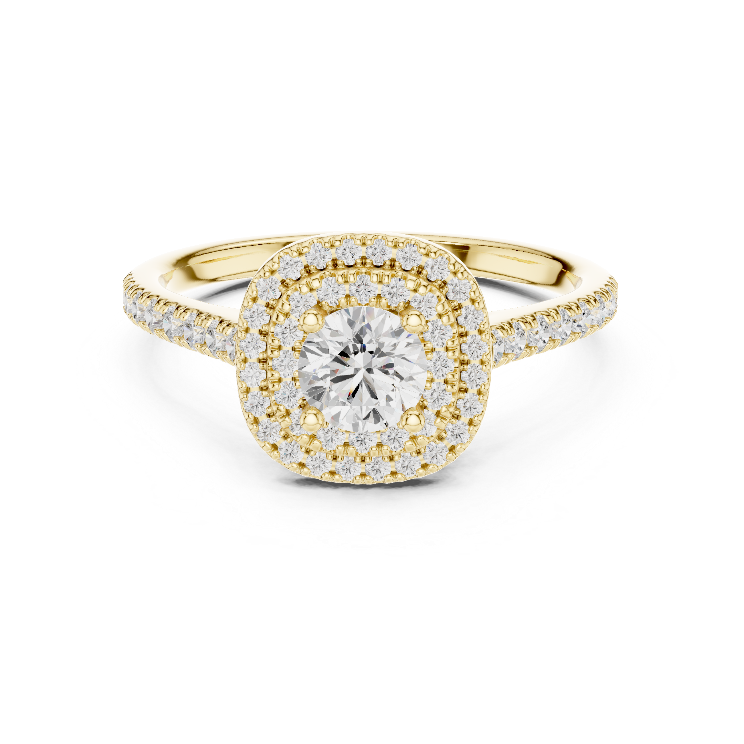 Halo Engagement Ring with Pav? Band and Under Gallery Detail.