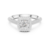 Triple-Row Diamond Halo Engagement Ring with Pav? Band.
