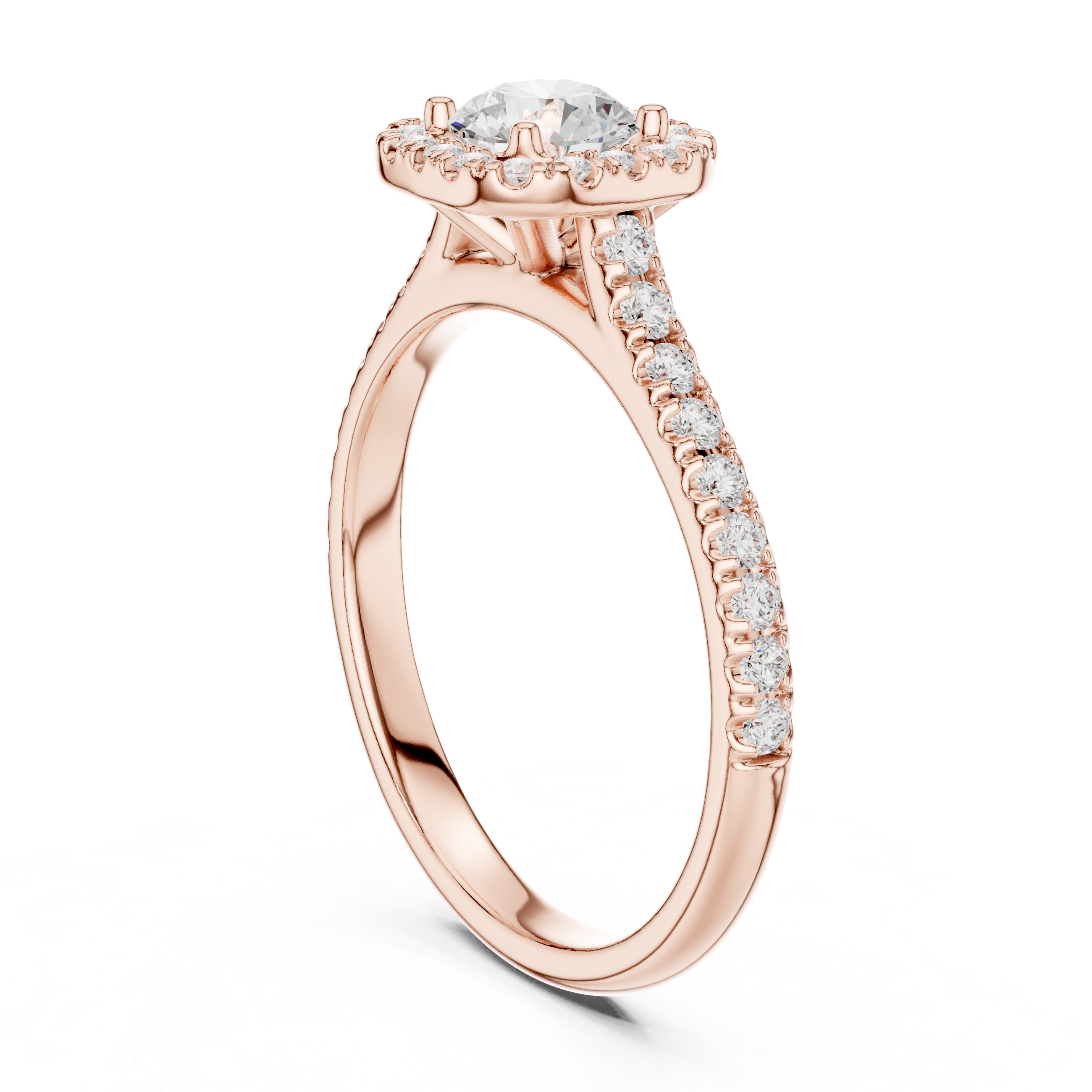 Diamond Halo Engagement Ring with Single Pav? Band.