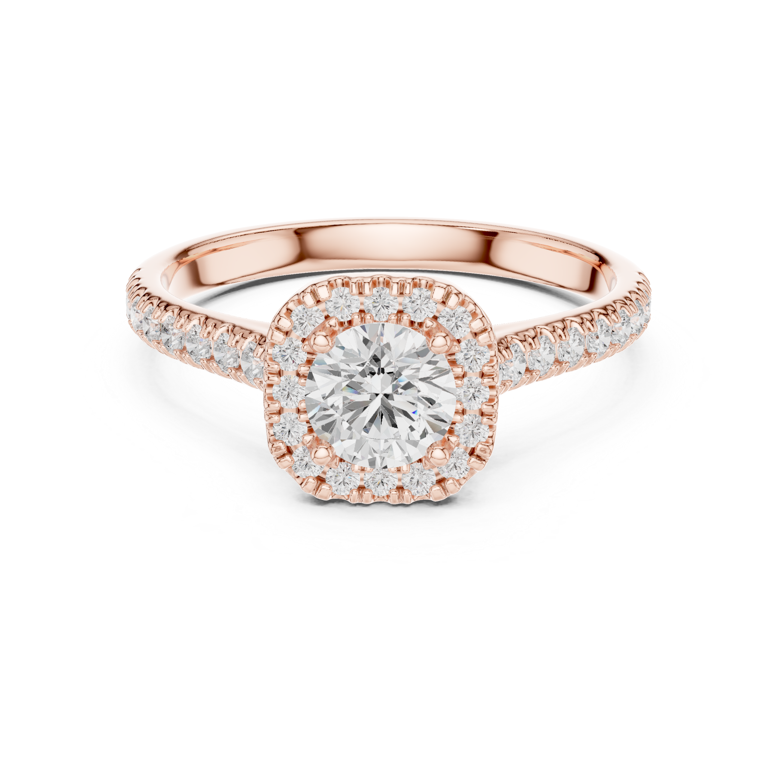 Diamond Halo Engagement Ring with Single Pav? Band.