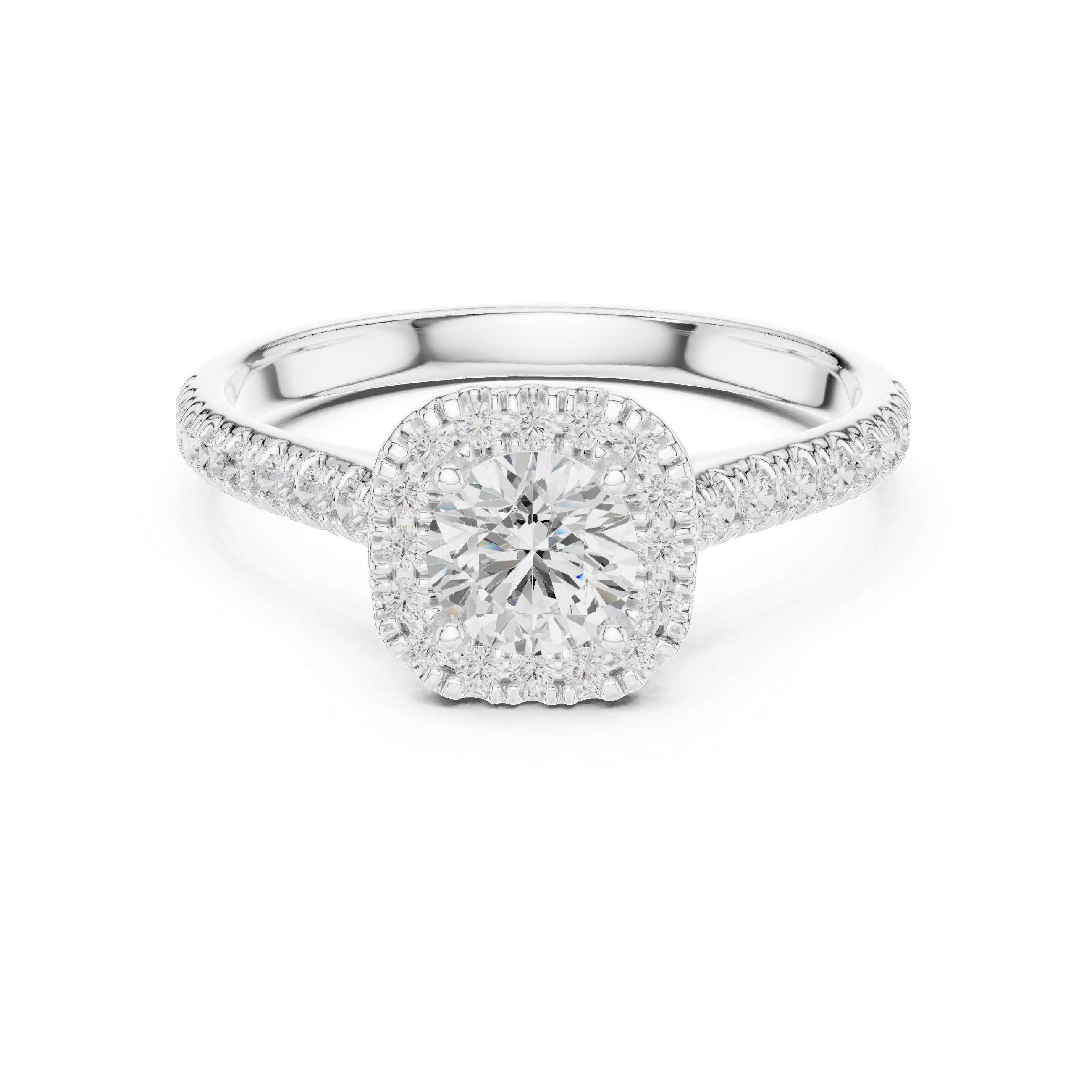 Diamond Halo Engagement Ring with Single Pav? Band.