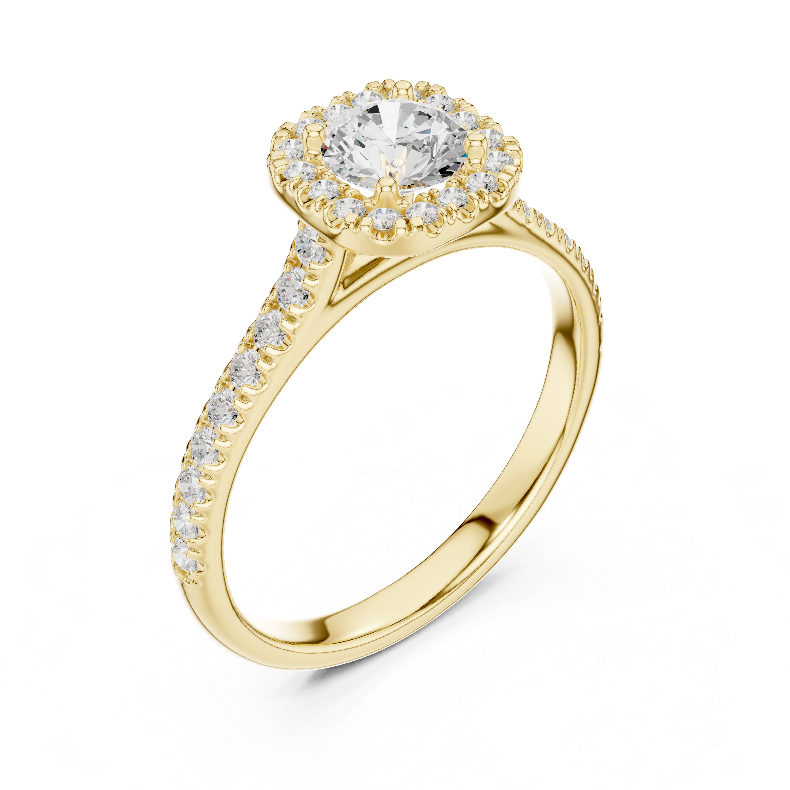 Diamond Halo Engagement Ring with Single Pav? Band.