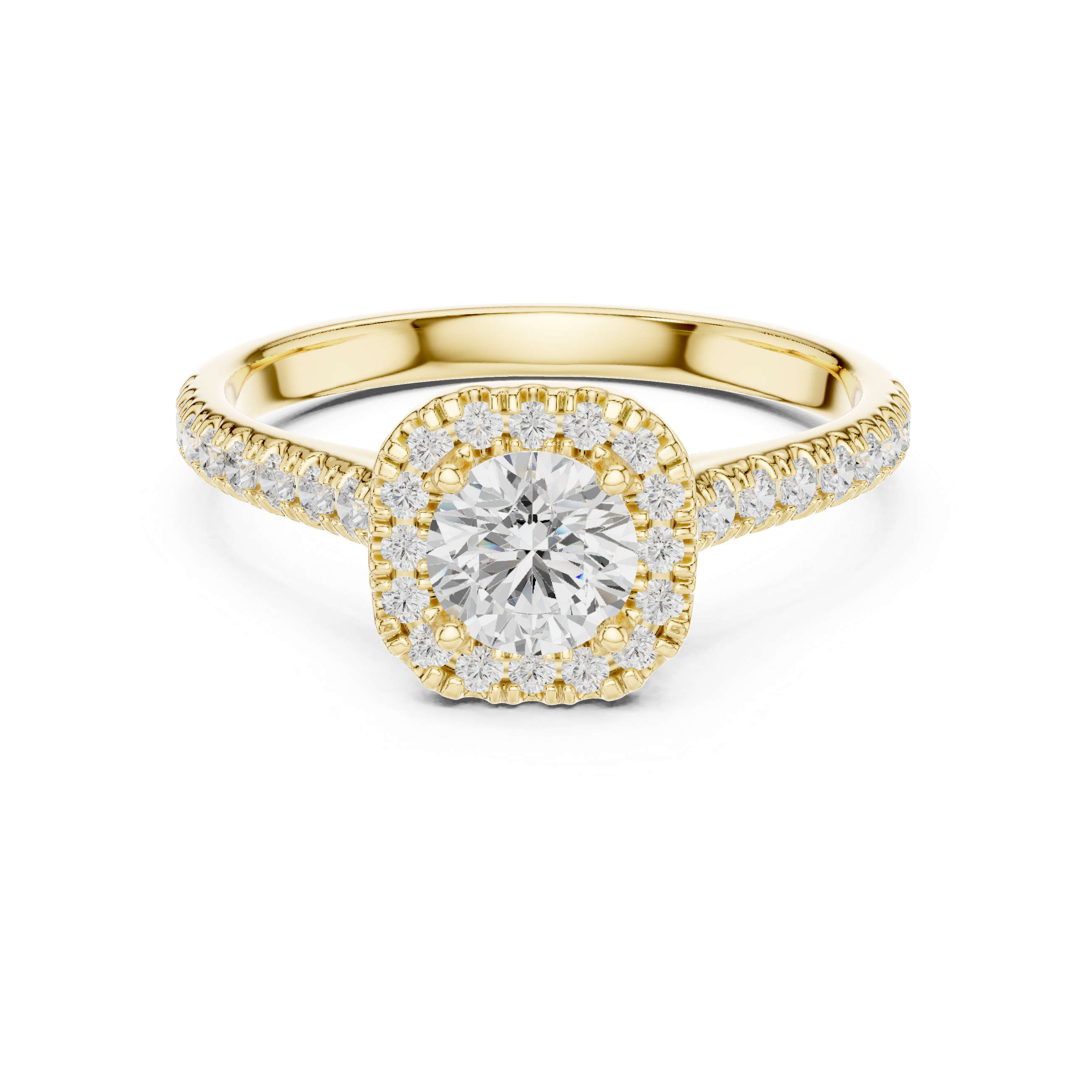 Diamond Halo Engagement Ring with Single Pav? Band.