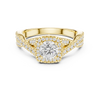 Square Halo Engagement Ring with Crisscross Diamond Band