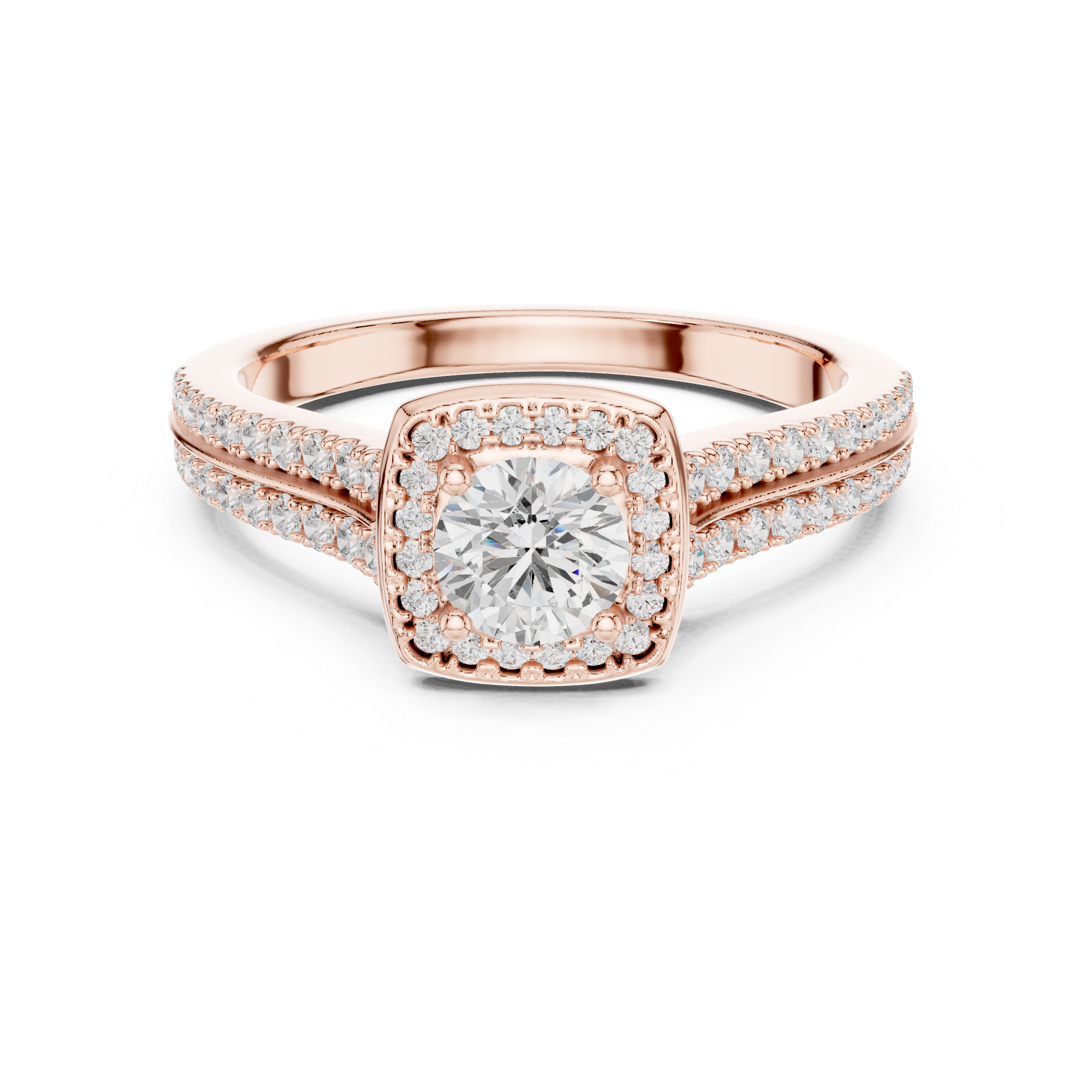 Engagement Ring with Double Pav? Diamond Band.