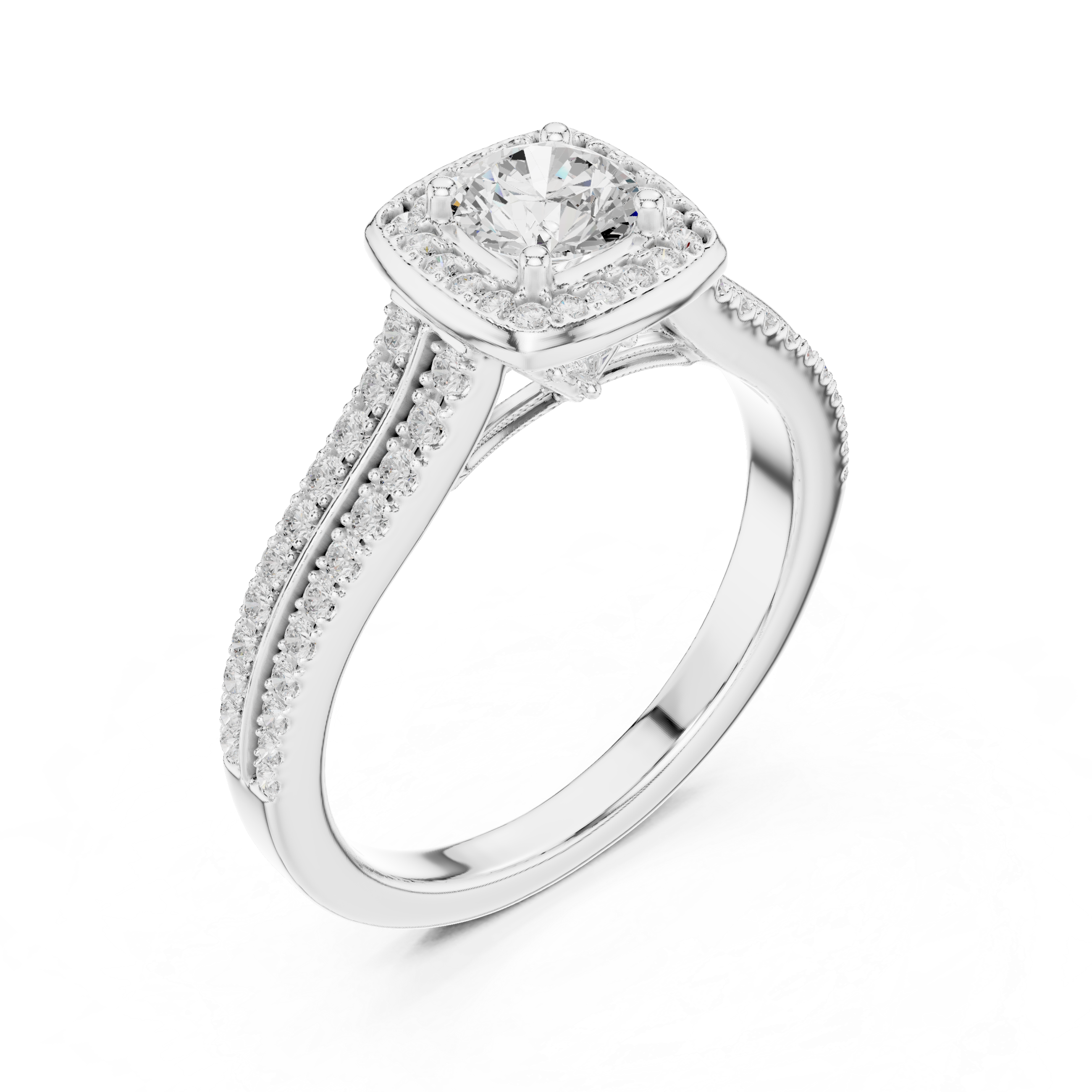 Engagement Ring with Double Pav? Diamond Band.