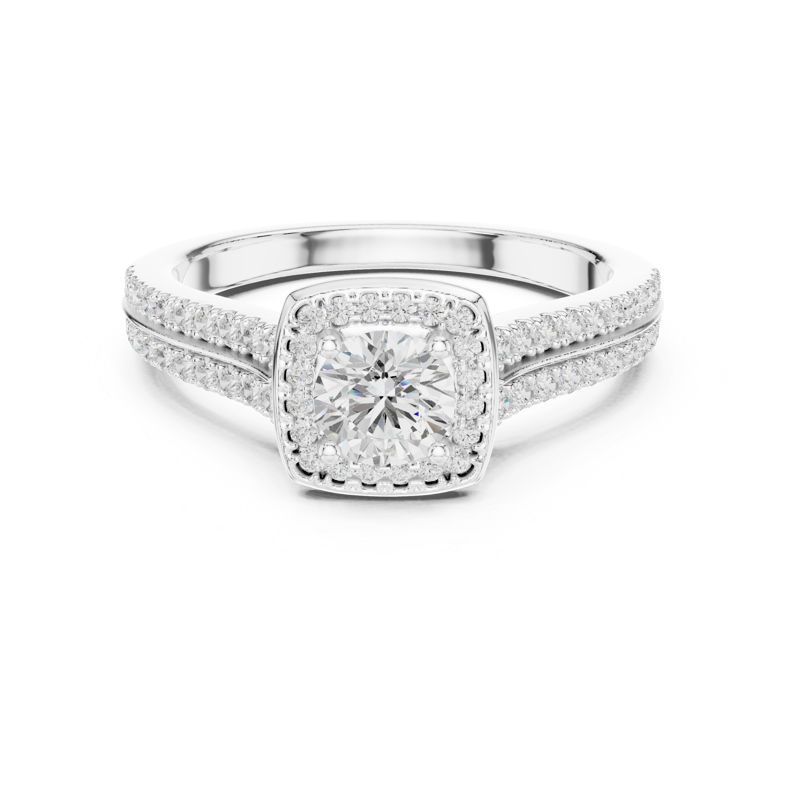 Engagement Ring with Double Pav? Diamond Band.