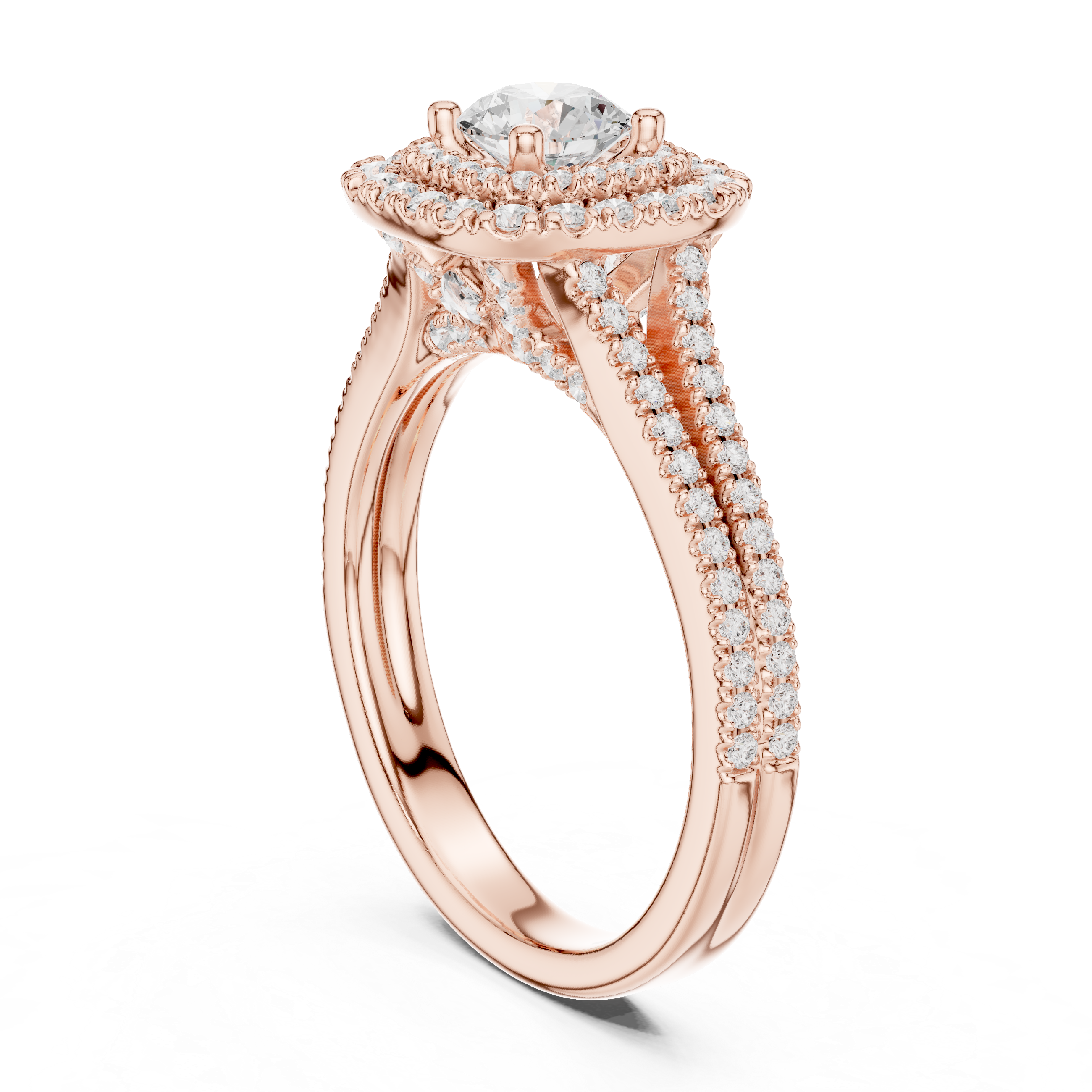 Engagement Ring with Split Double Pav? Diamond Band.