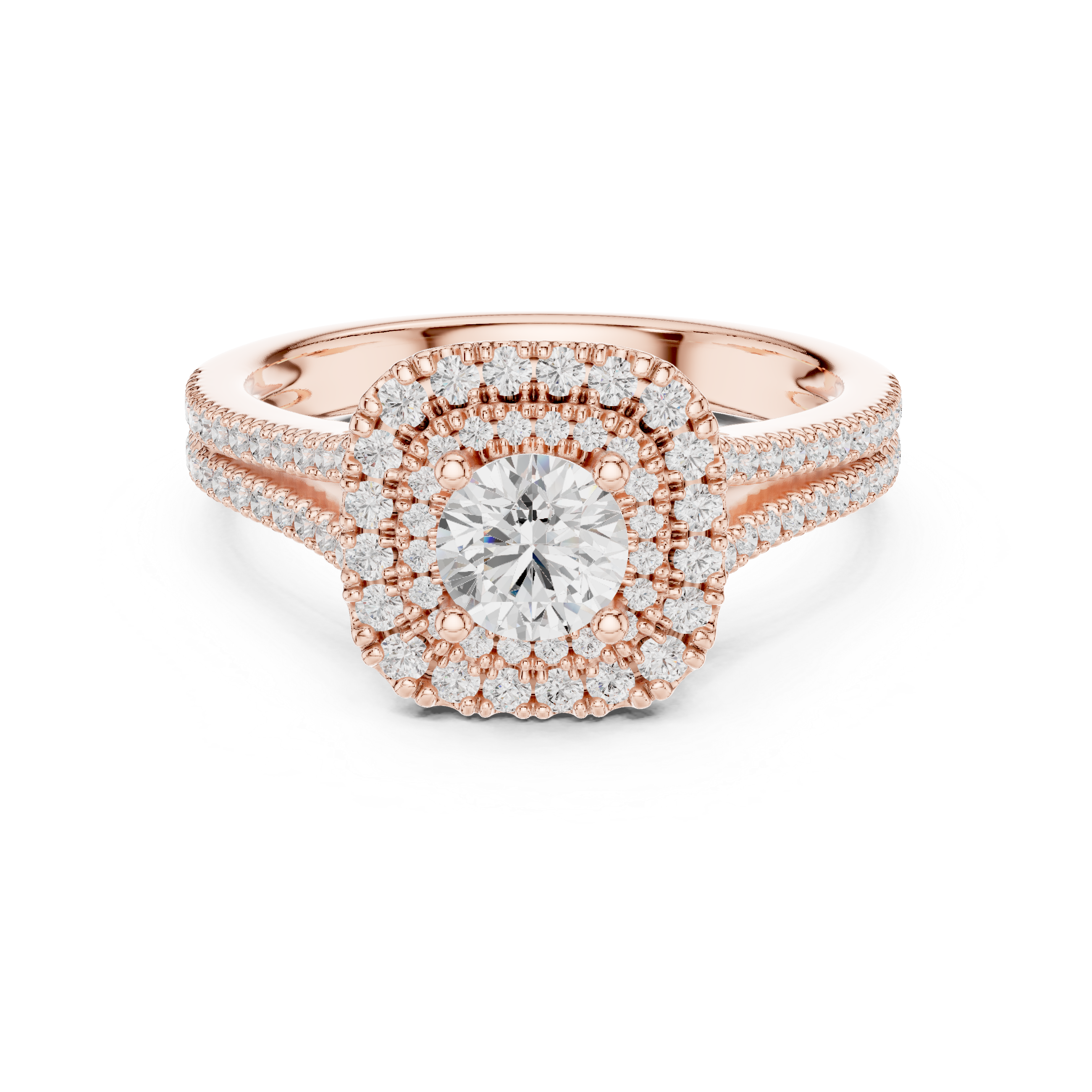 Engagement Ring with Split Double Pav? Diamond Band.