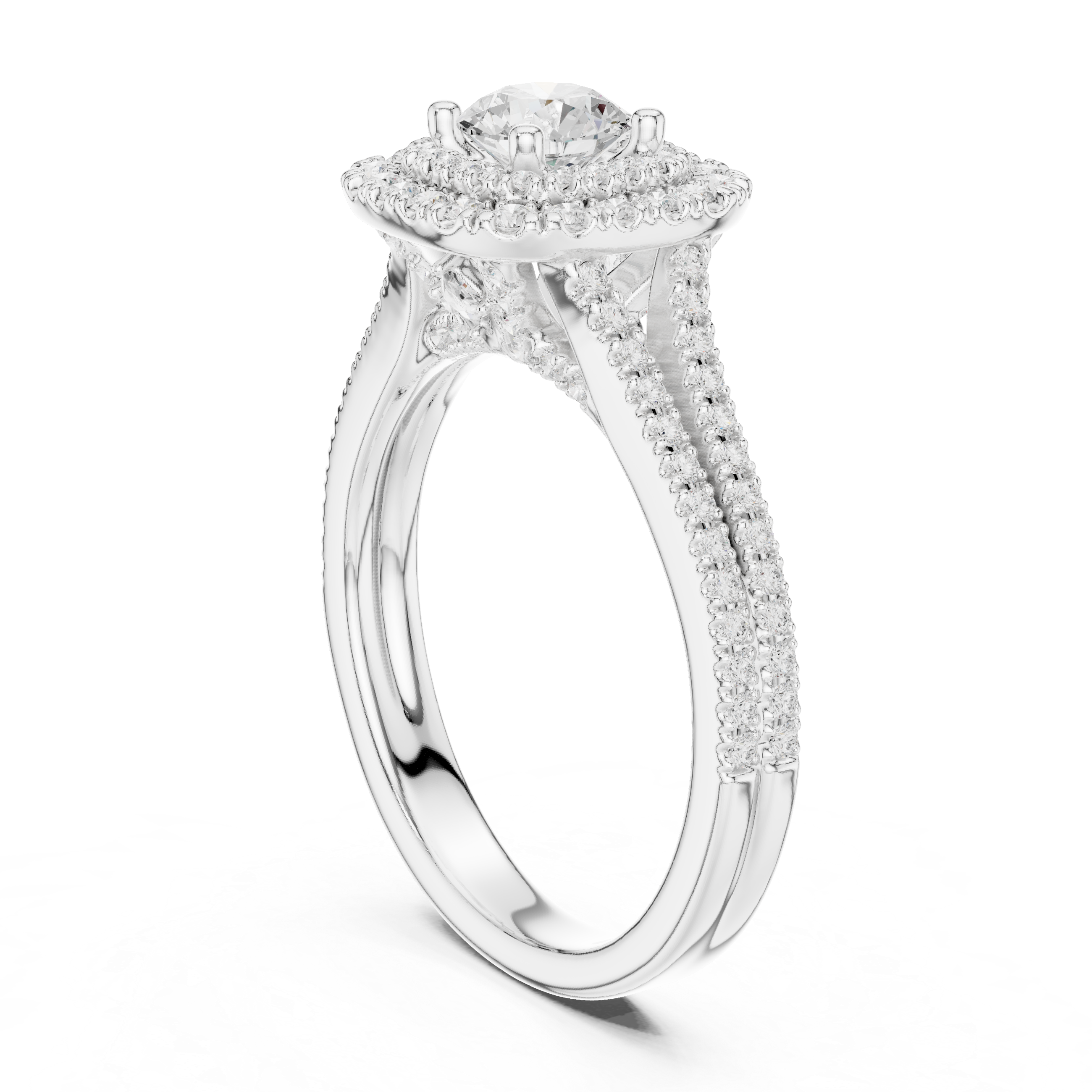 Engagement Ring with Split Double Pav? Diamond Band.