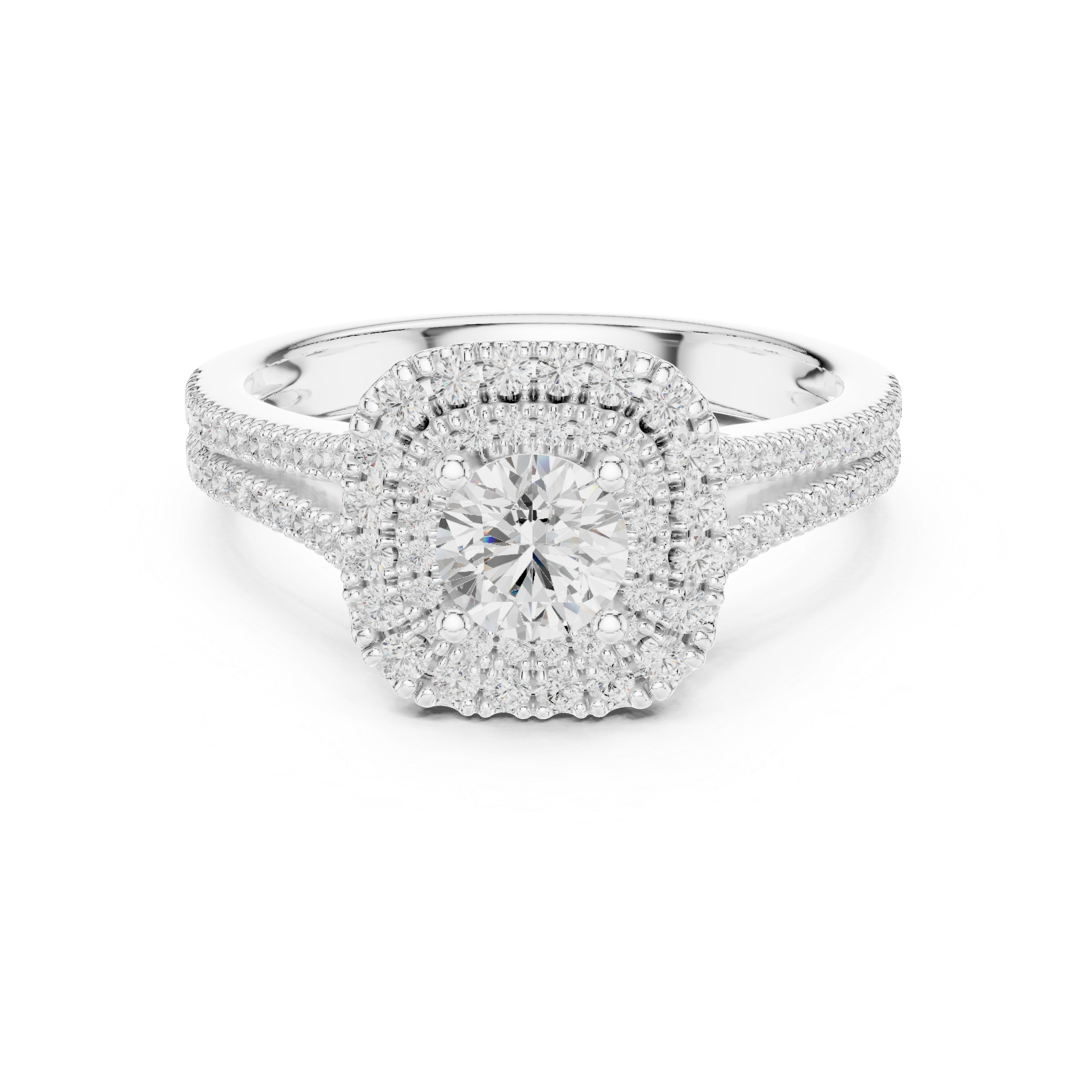 Engagement Ring with Split Double Pav? Diamond Band.