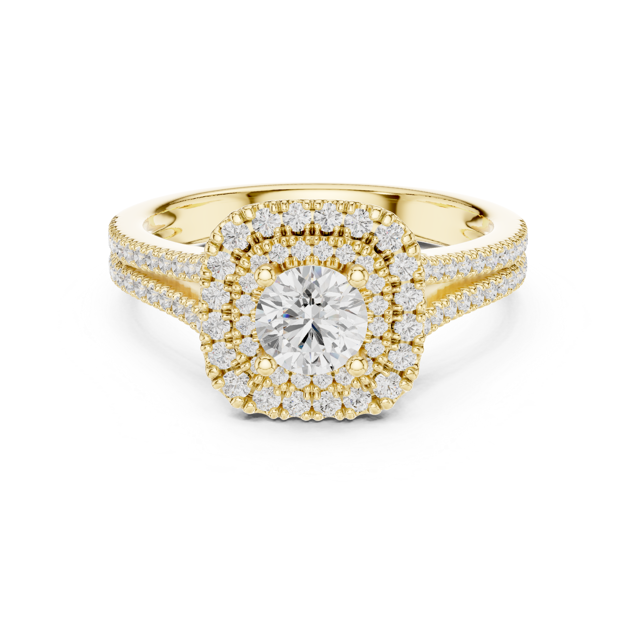 Engagement Ring with Split Double Pav? Diamond Band.