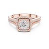 Square Halo Engagement Ring with Split Double Pav? Diamond Band
