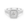 Square Halo Engagement Ring with Split Double Pav? Diamond Band