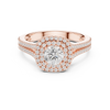 Round Double Halo Engagement Ring with Split Double Pav? Band.