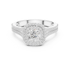 Round Double Halo Engagement Ring with Split Double Pav? Band.