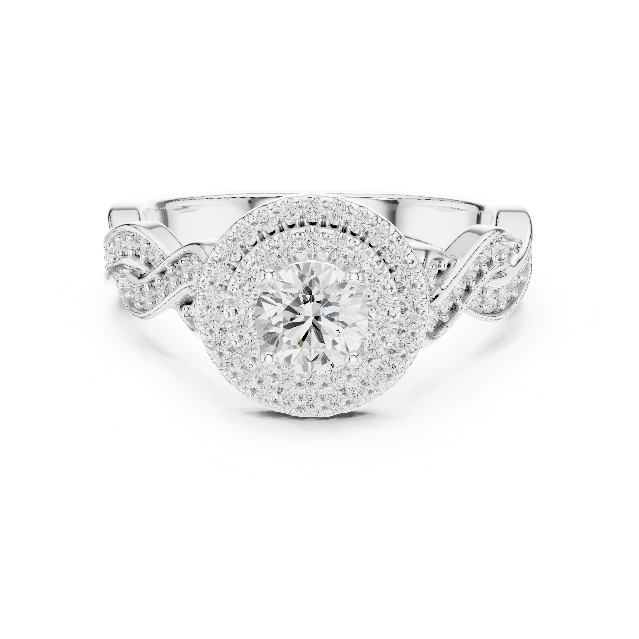 Infinity Twist Diamond Halo Engagement Ring