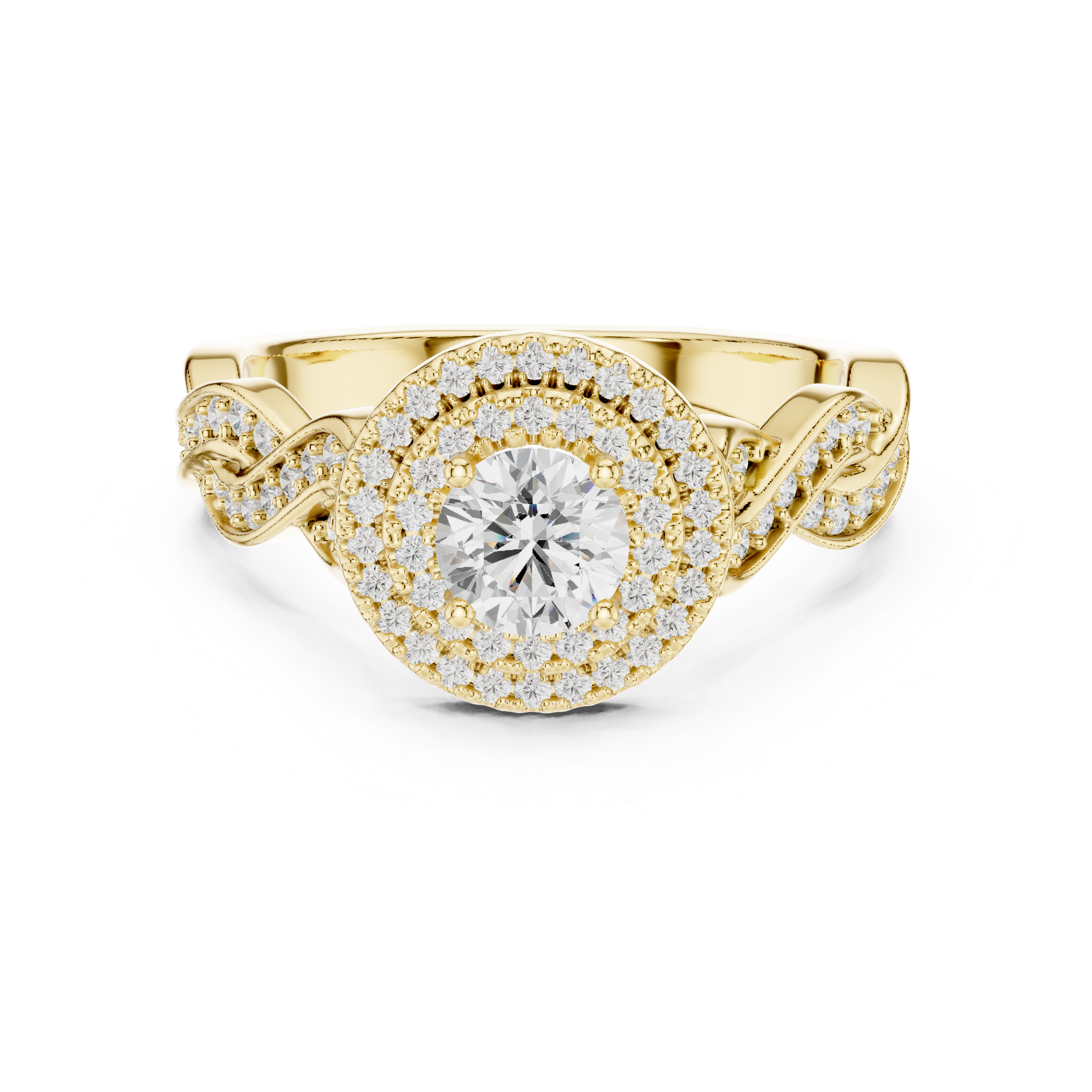 Infinity Twist Diamond Halo Engagement Ring