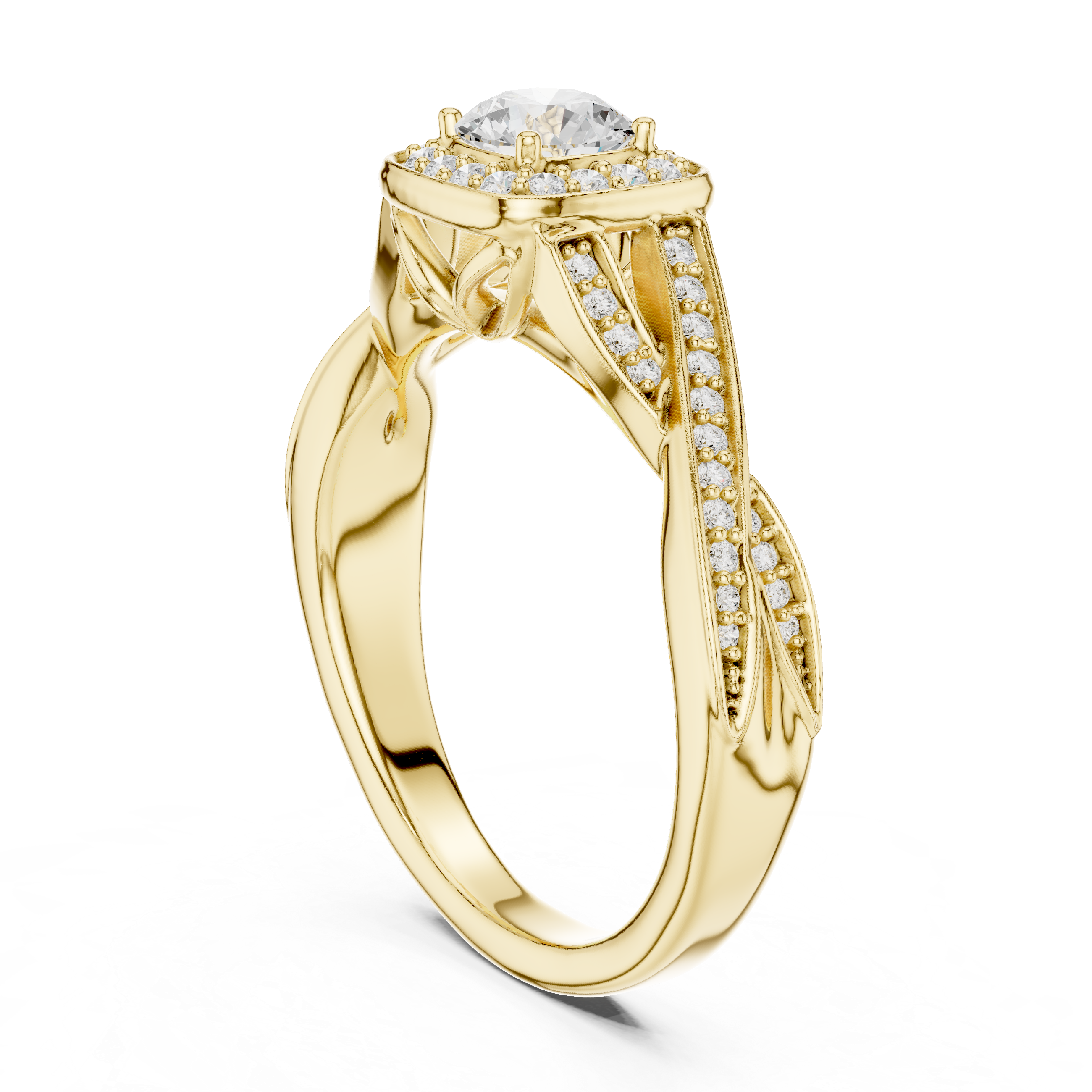 Engagement Ring with Intricate Side Detailing