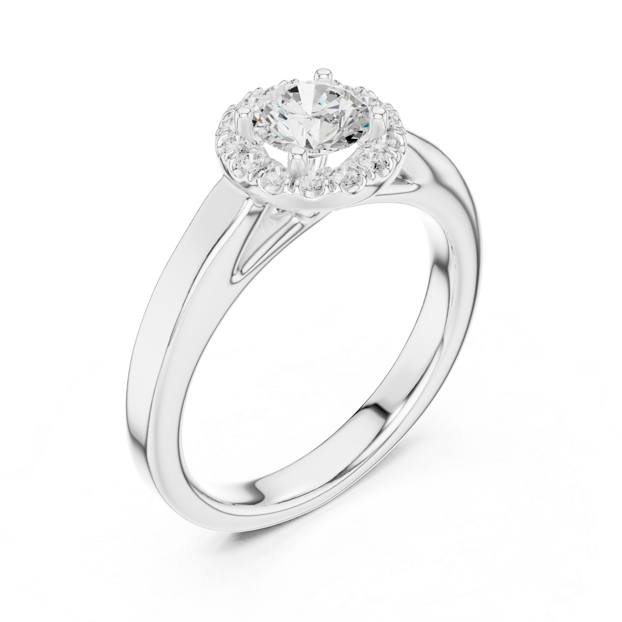 Classic Solitaire Diamond Halo Engagement Ring