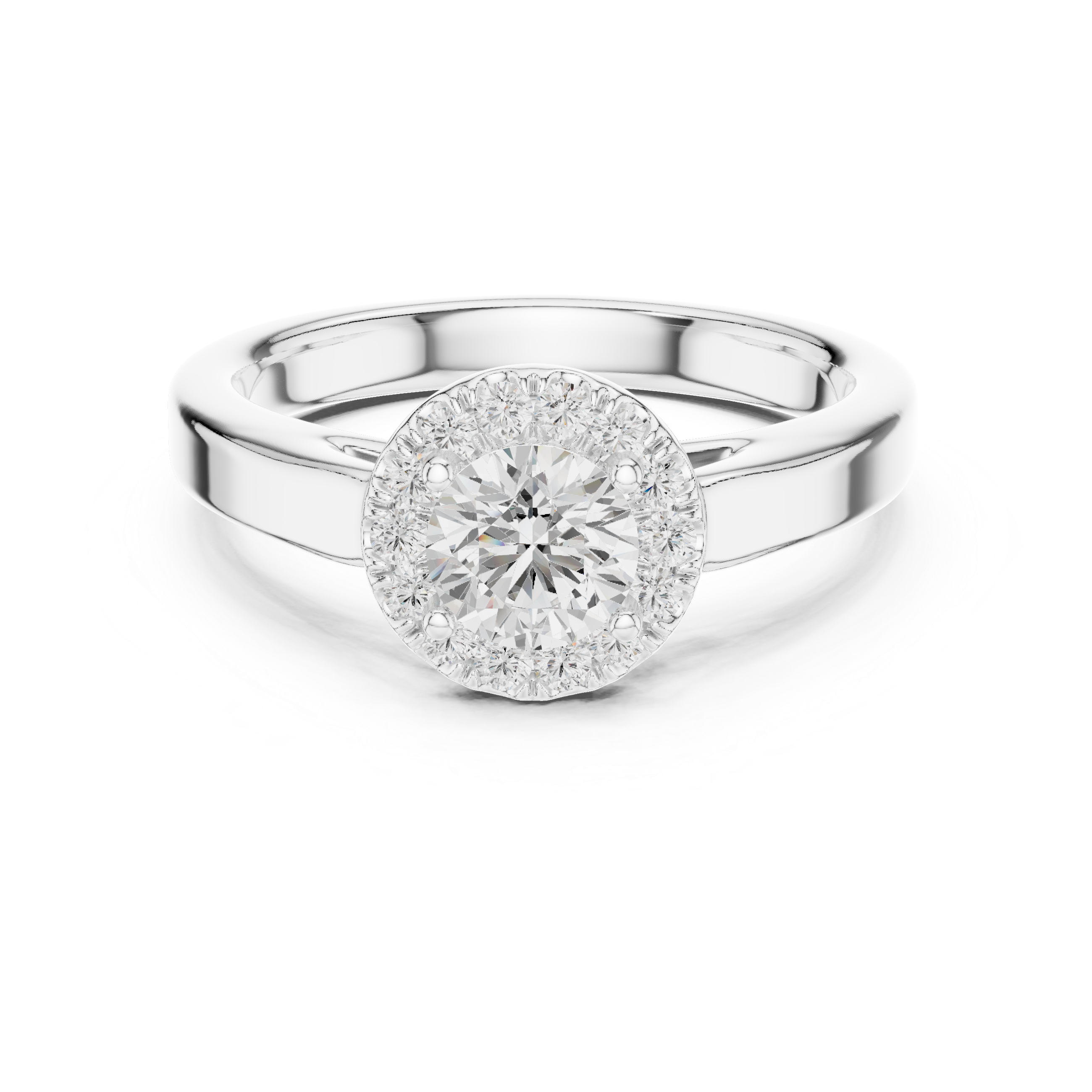 Classic Solitaire Diamond Halo Engagement Ring