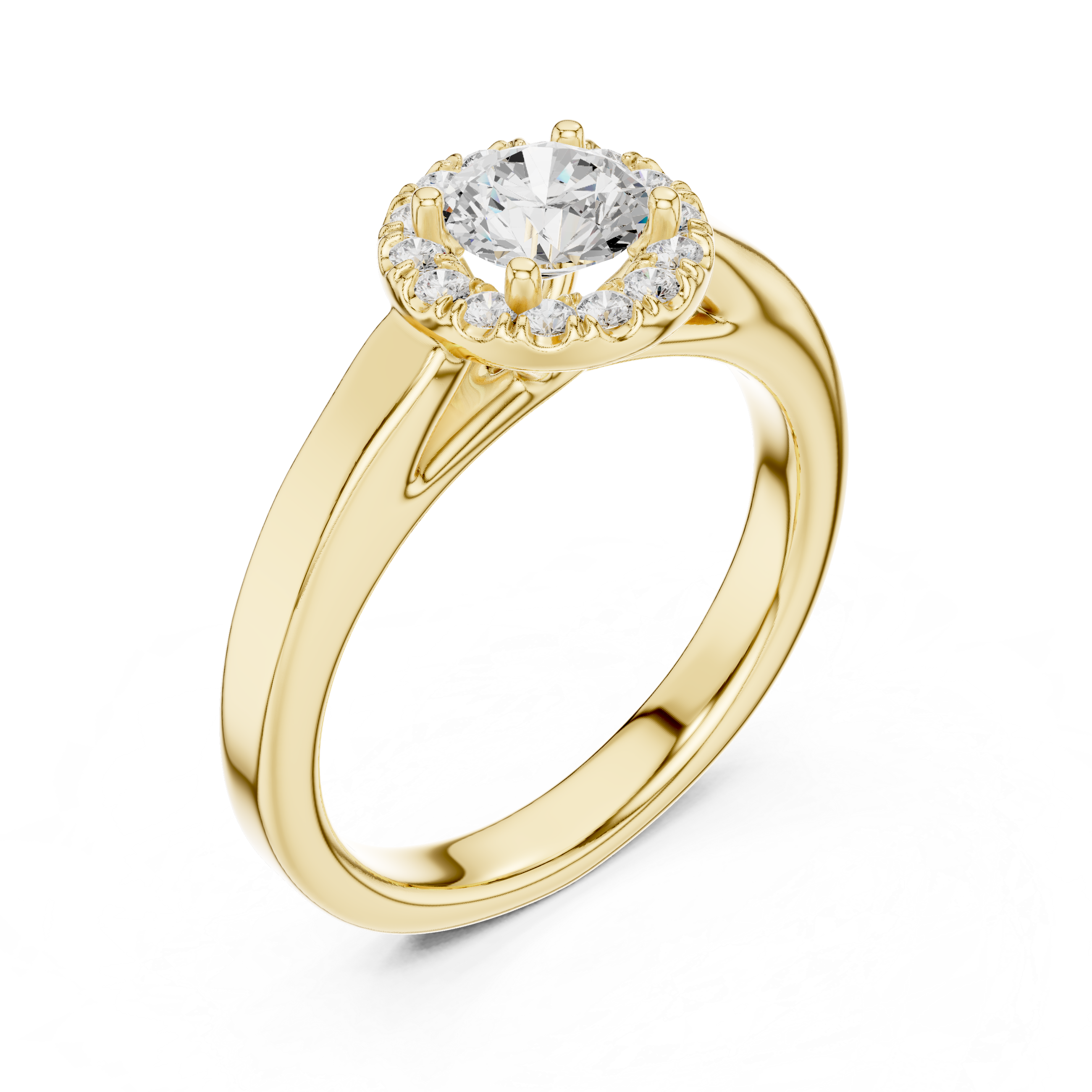 Classic Solitaire Diamond Halo Engagement Ring