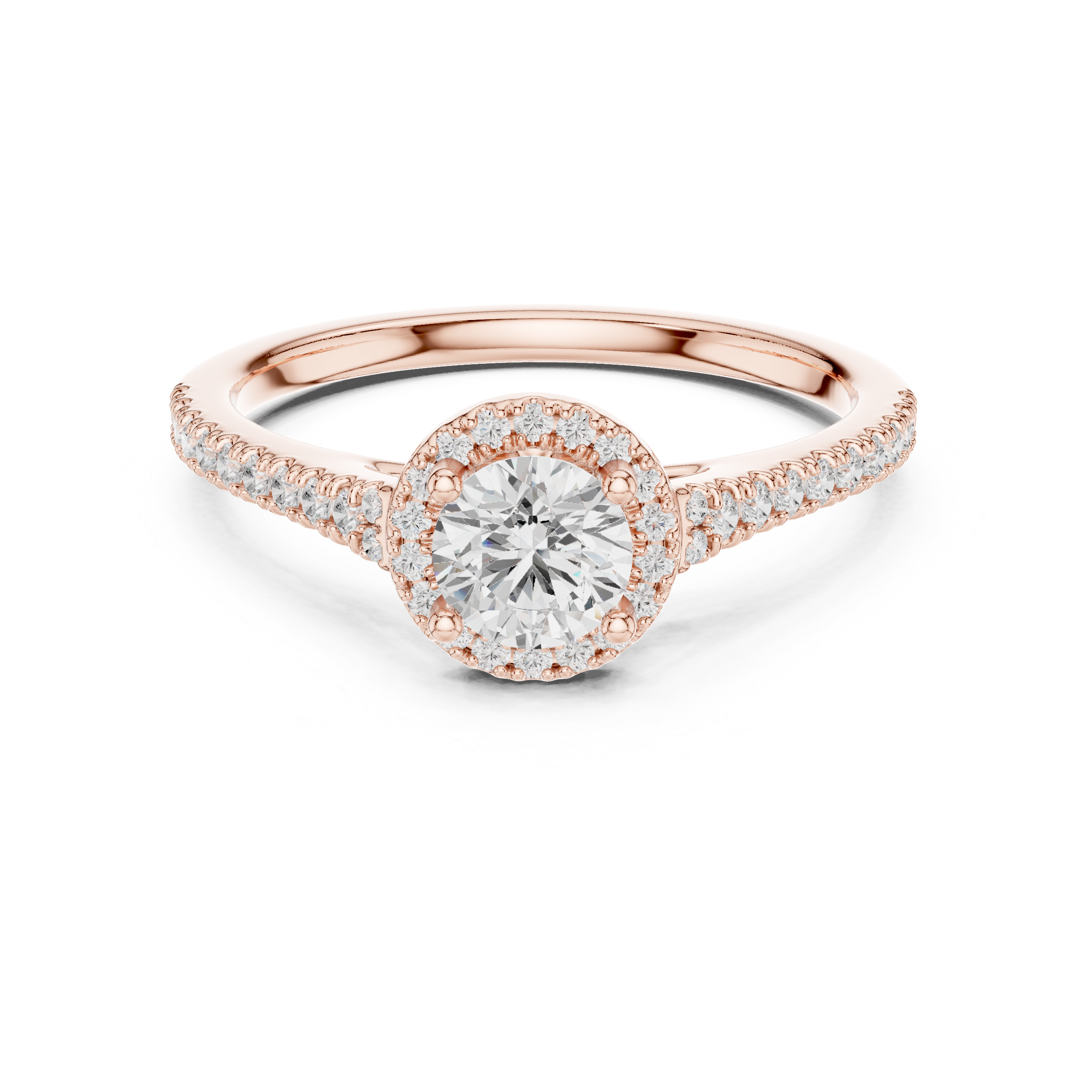 Delicate Diamond Halo Engagement Ring with Side Accents