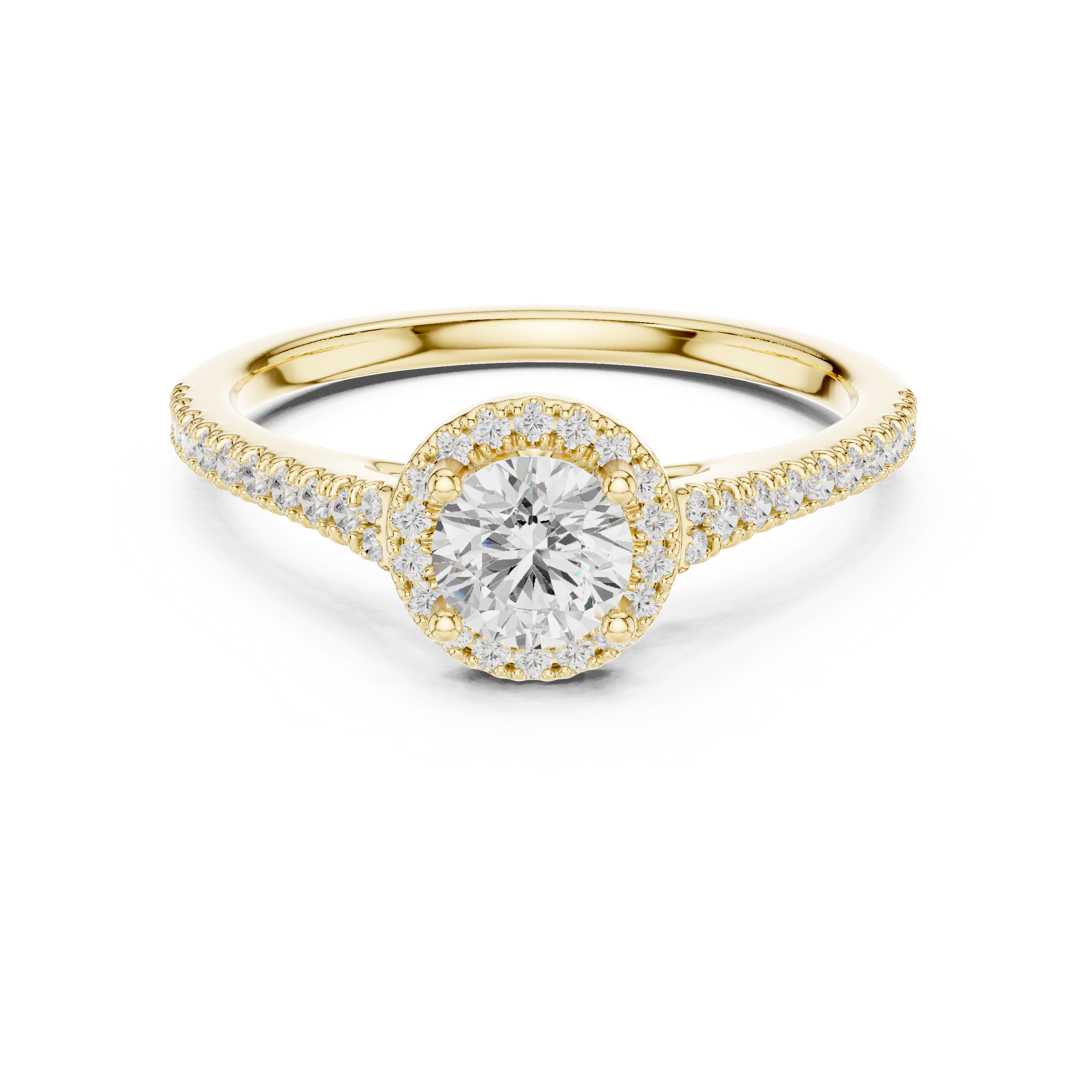 Delicate Diamond Halo Engagement Ring with Side Accents