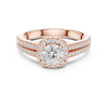 Double Row Diamond Halo Engagement Ring