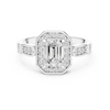 Vintage-Inspired Emerald Cut Halo Engagement Ring