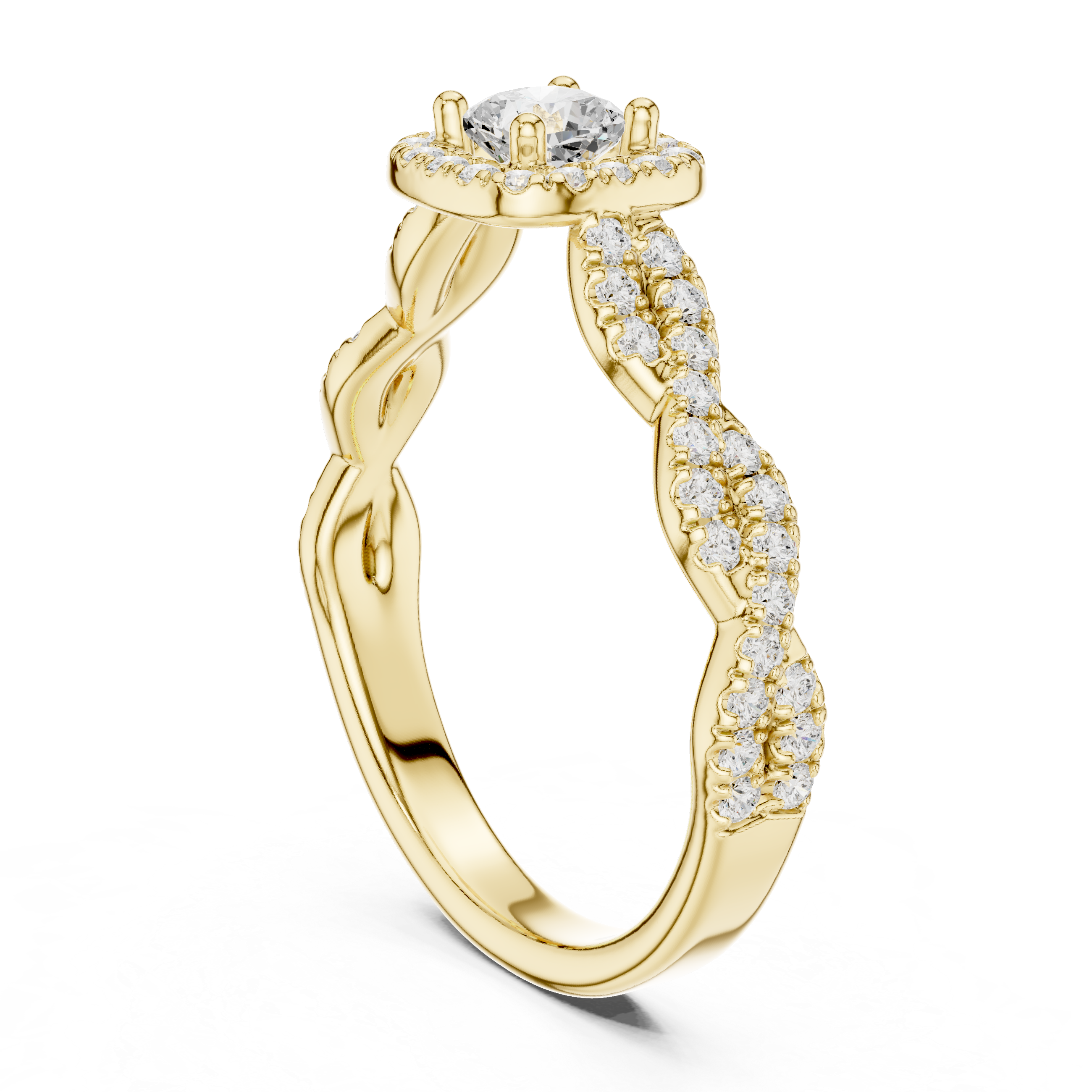 Twisted Diamond Halo Engagement Ring