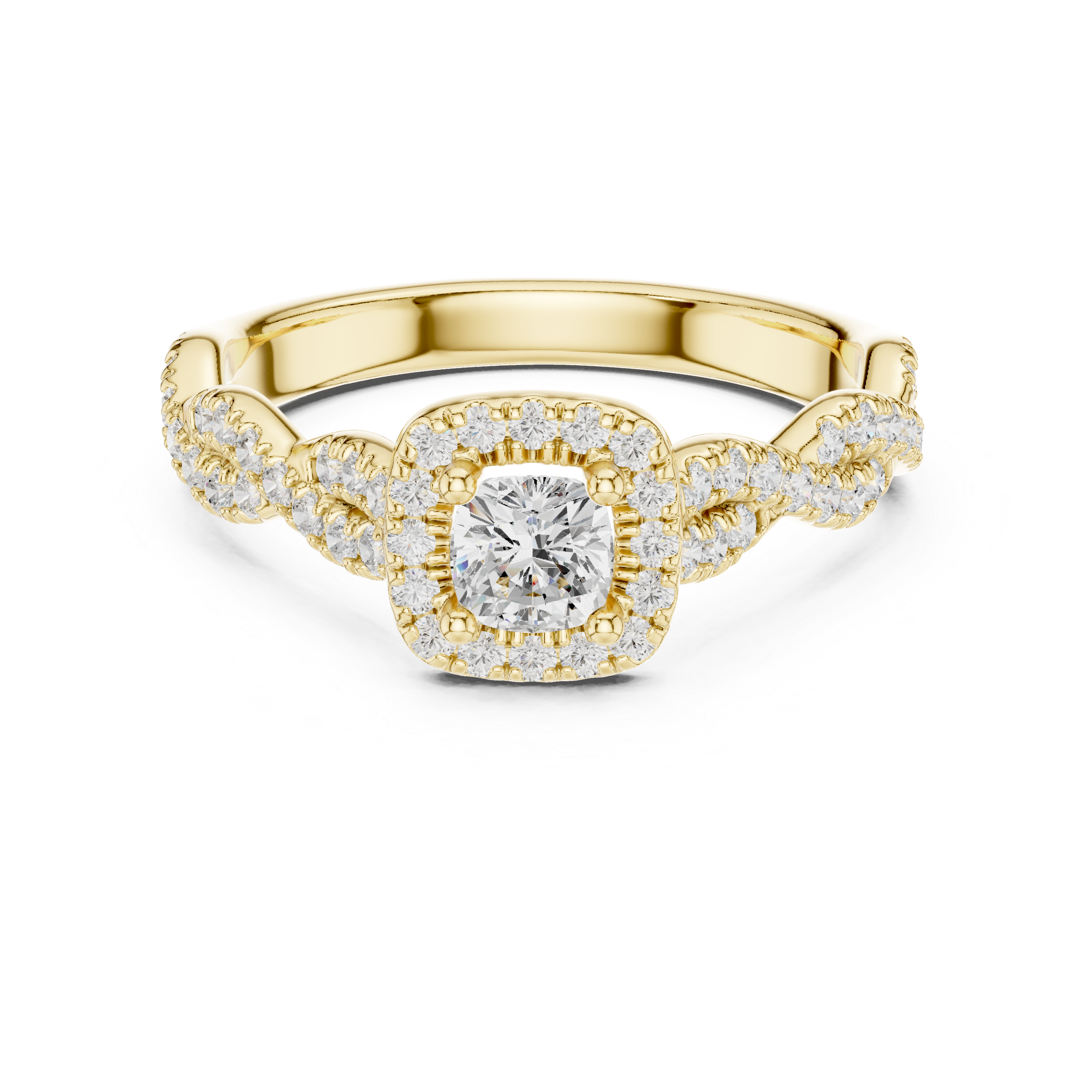 Twisted Diamond Halo Engagement Ring