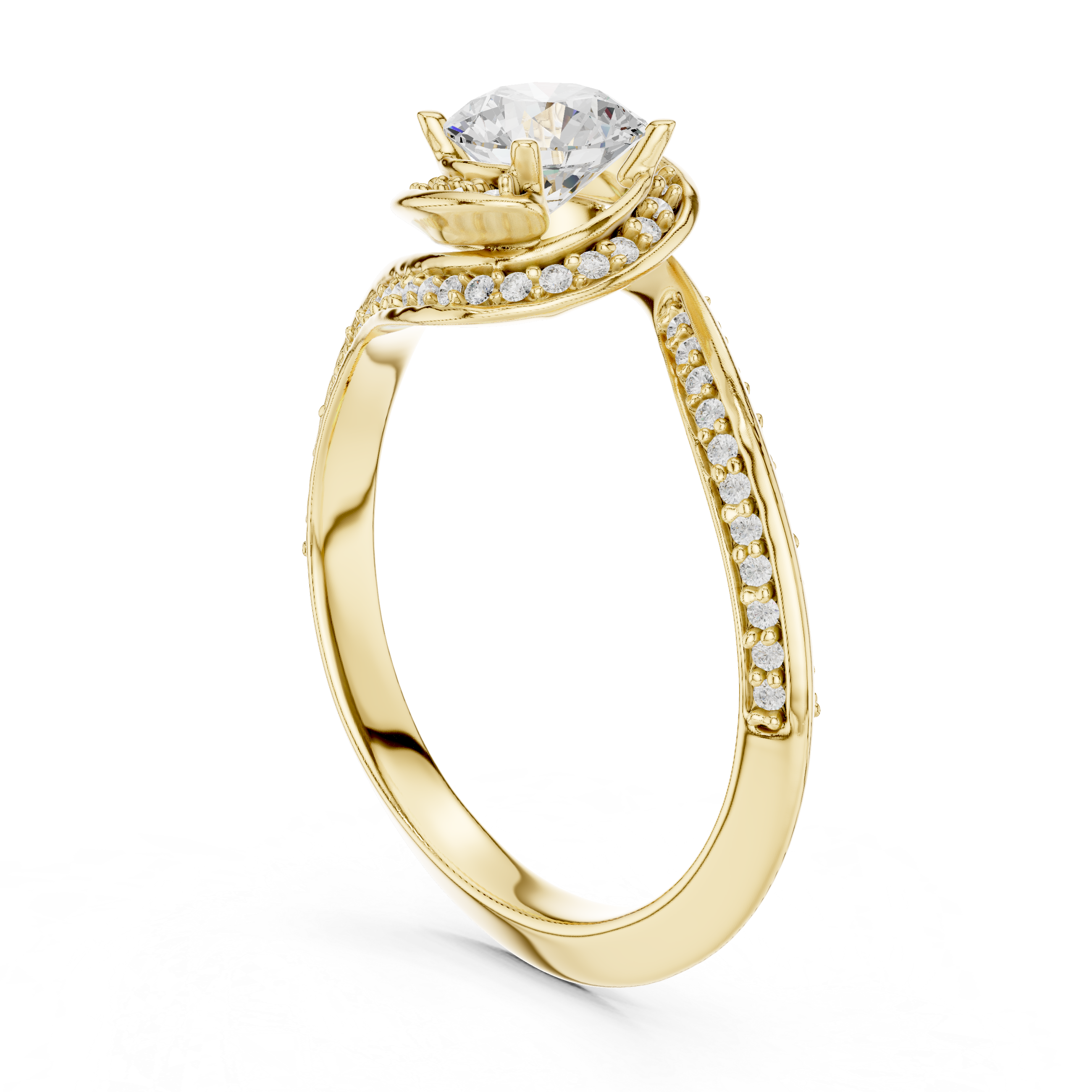 Elegant engagement ring with a delicate twisted band