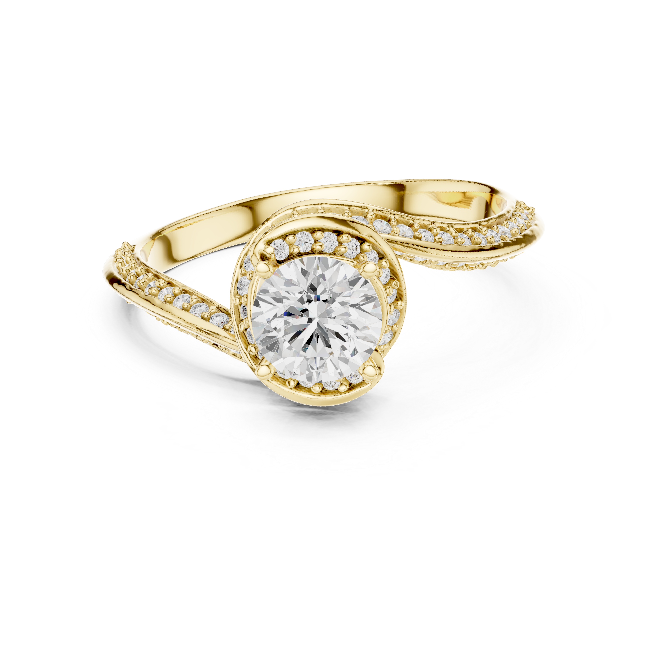 Elegant engagement ring with a delicate twisted band