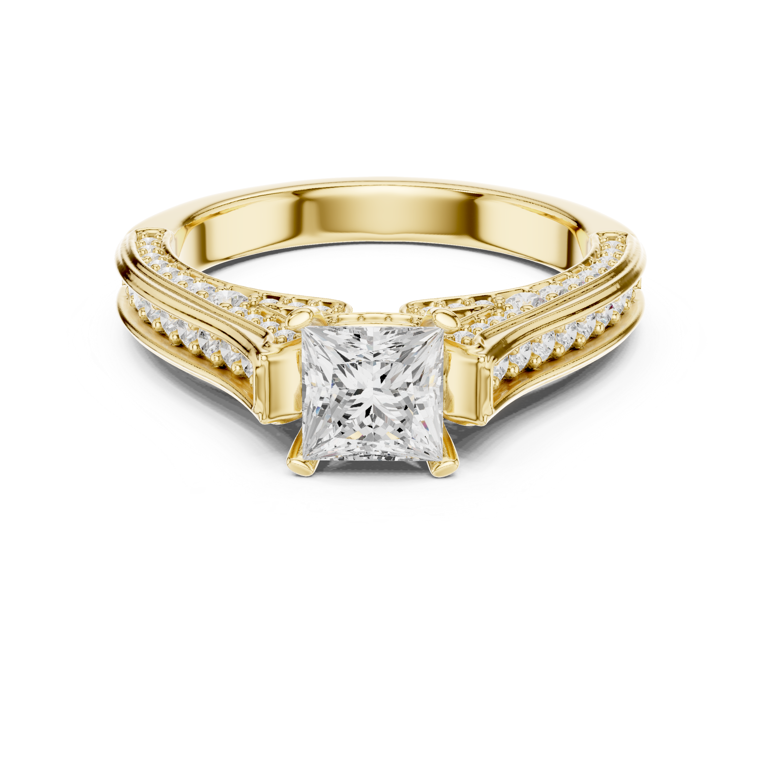 Radiant halo engagement ring with intricate diamond
