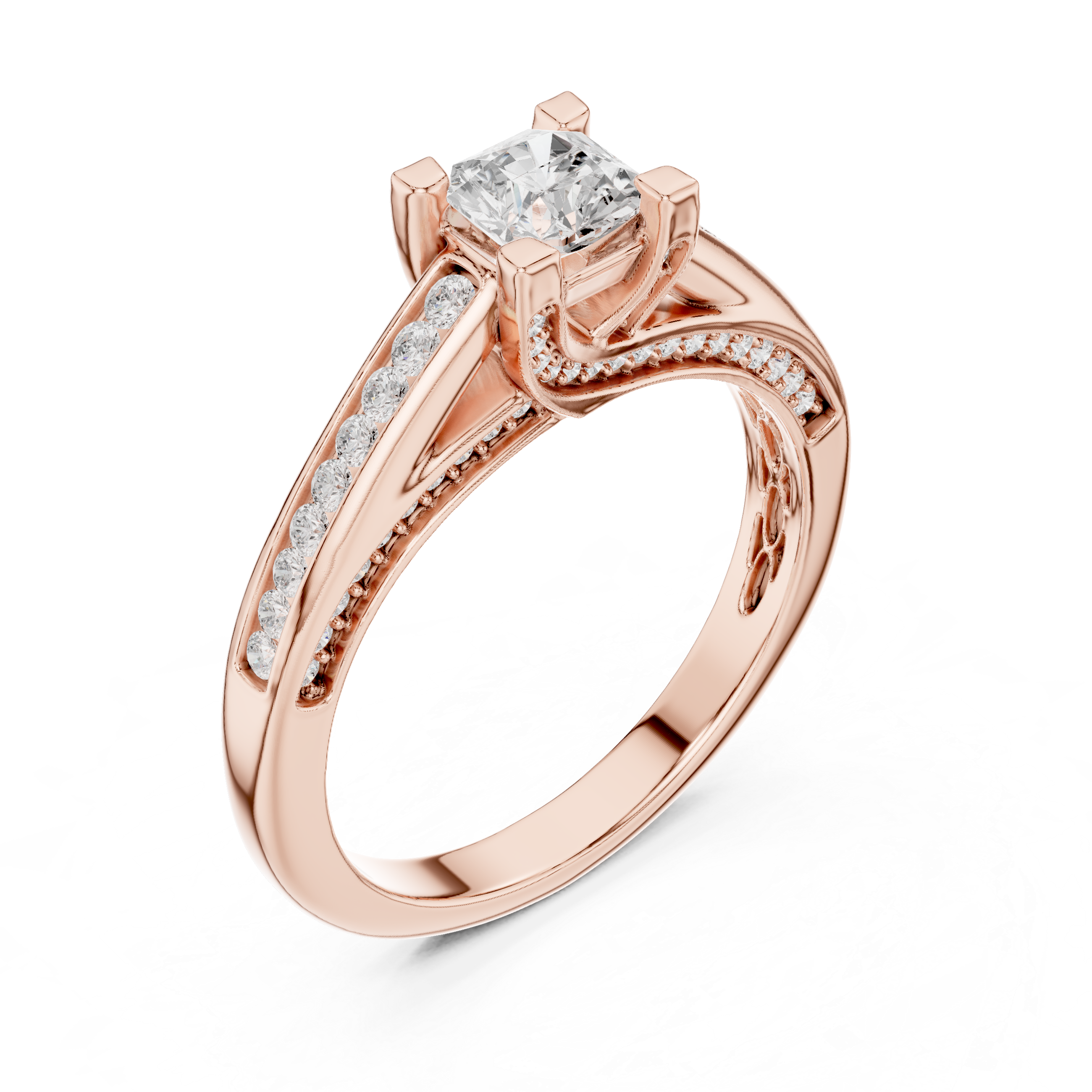 Classic solitaire ring with channel-set diamond