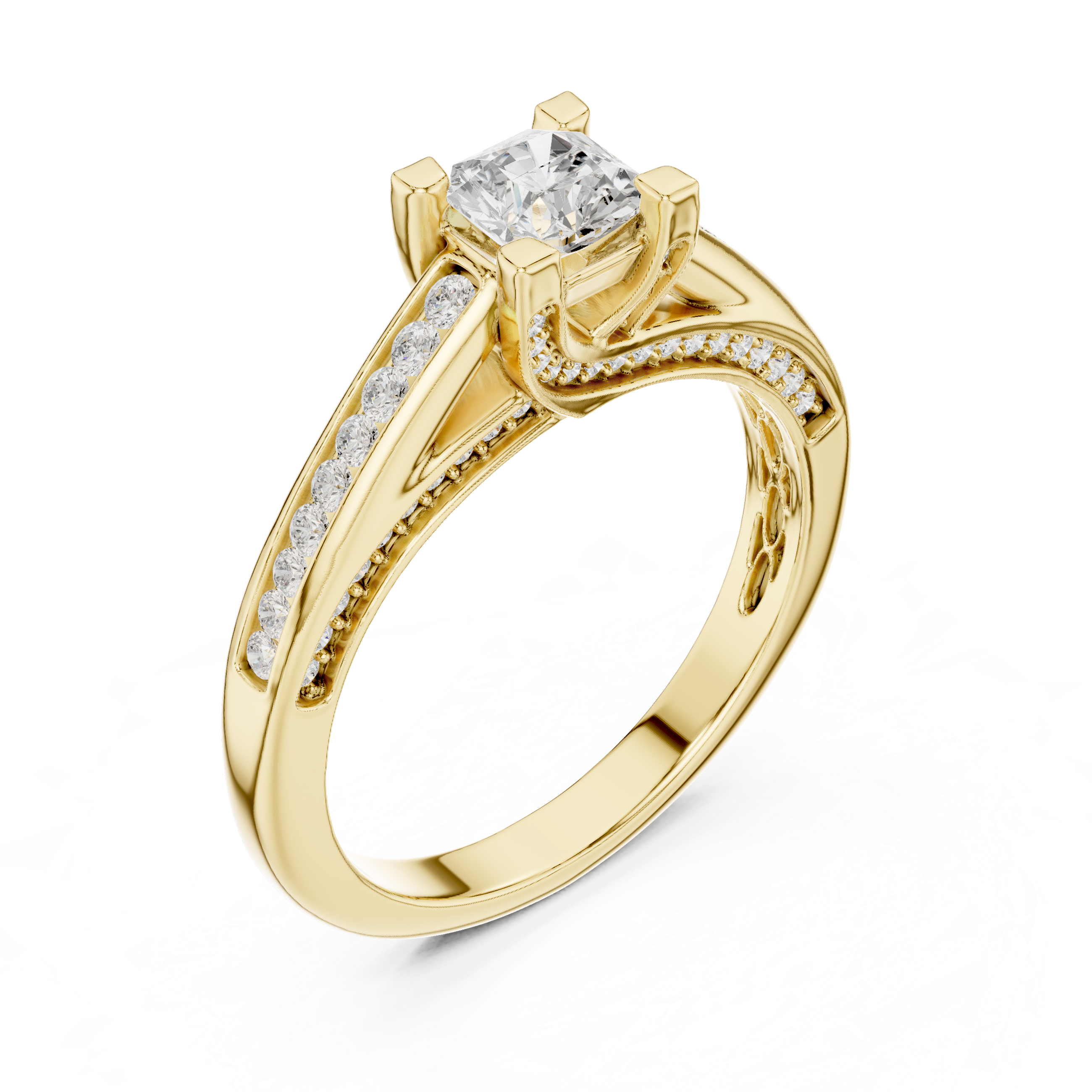 Classic solitaire ring with channel-set diamond