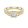 A round solitaire center diamond with triple-row pav? diamonds