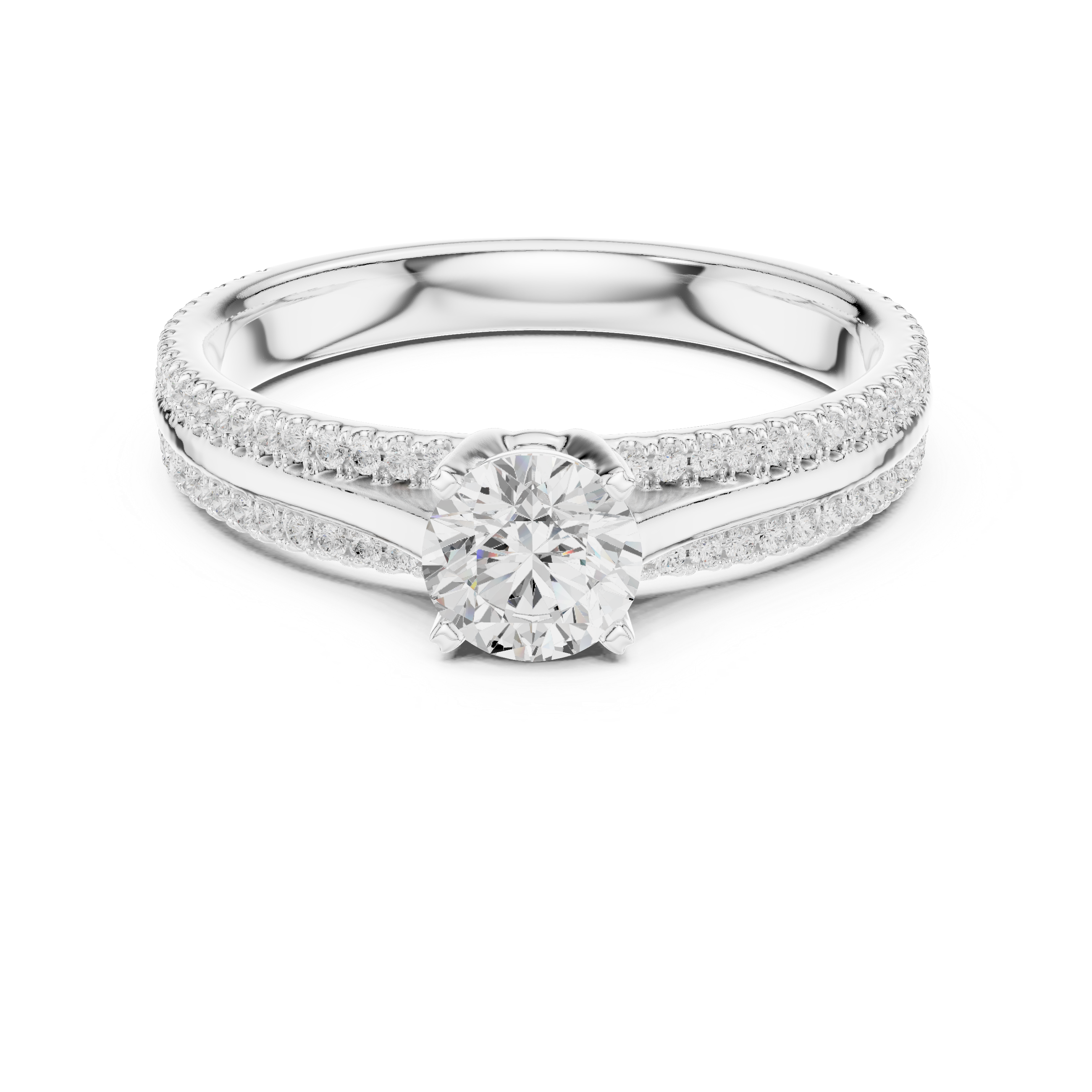 Solitaire Diamond Ring with Pave Band