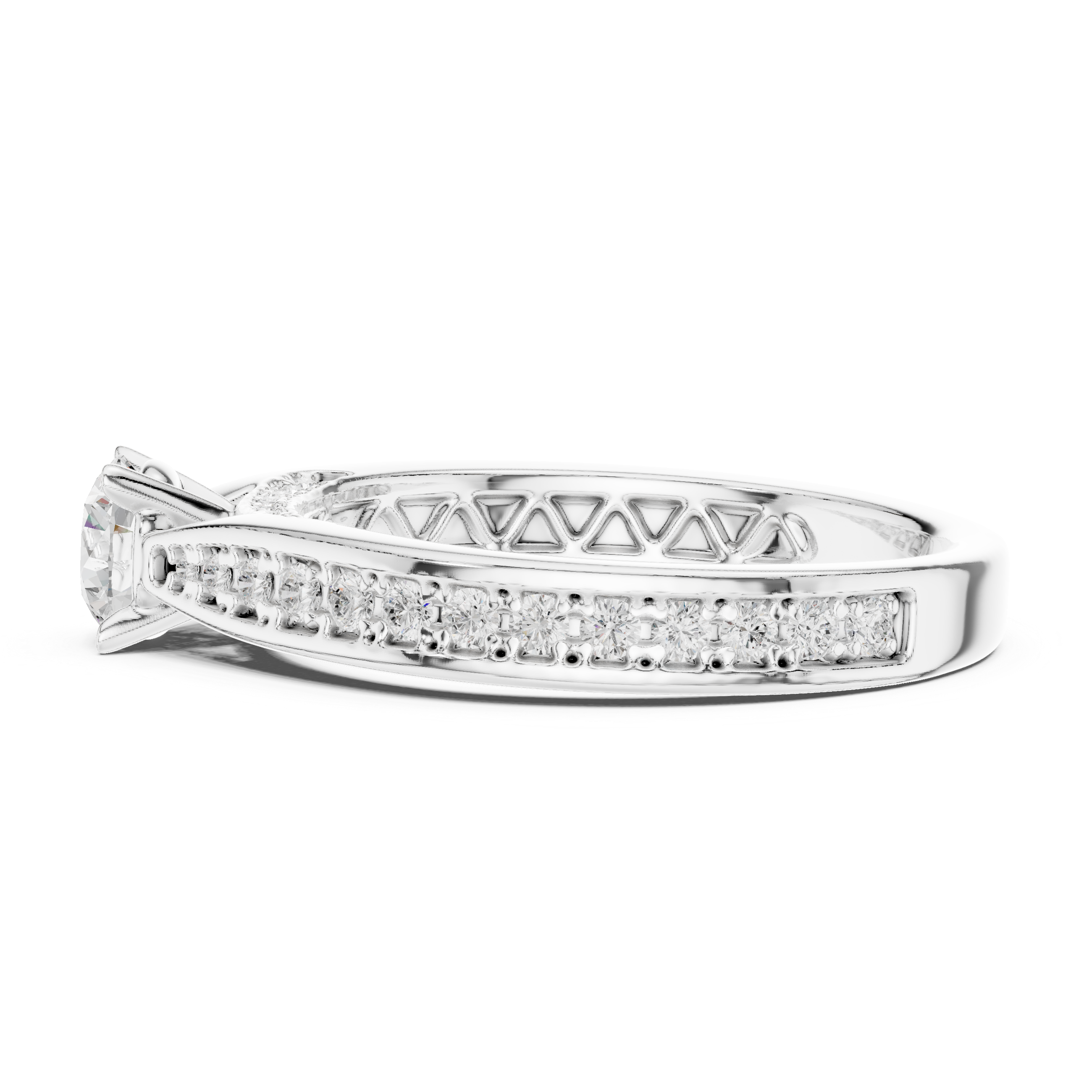 Halo-Inspired Solitaire Diamond Ring with Hidden Pave Detail