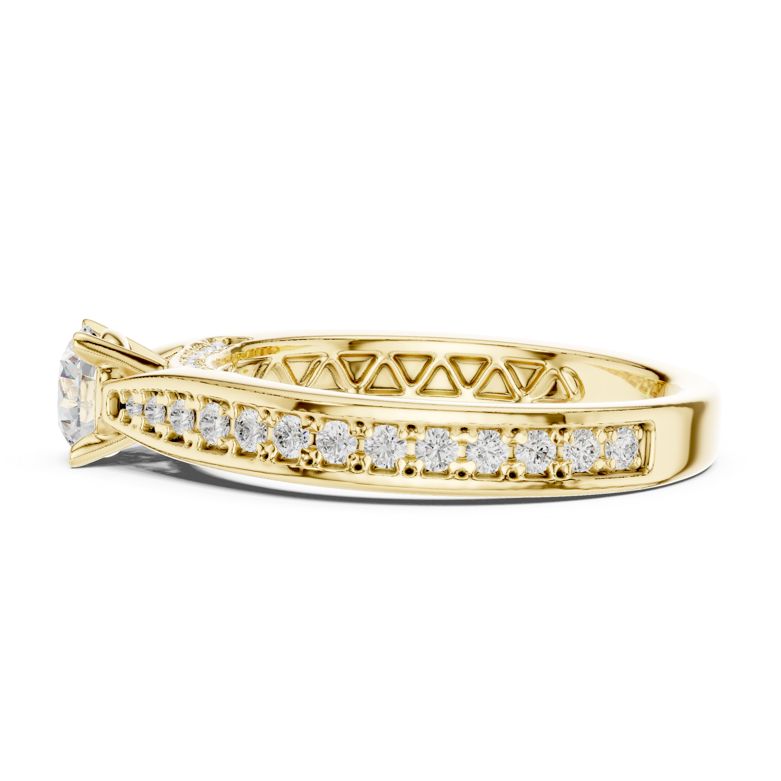 Halo-Inspired Solitaire Diamond Ring with Hidden Pave Detail