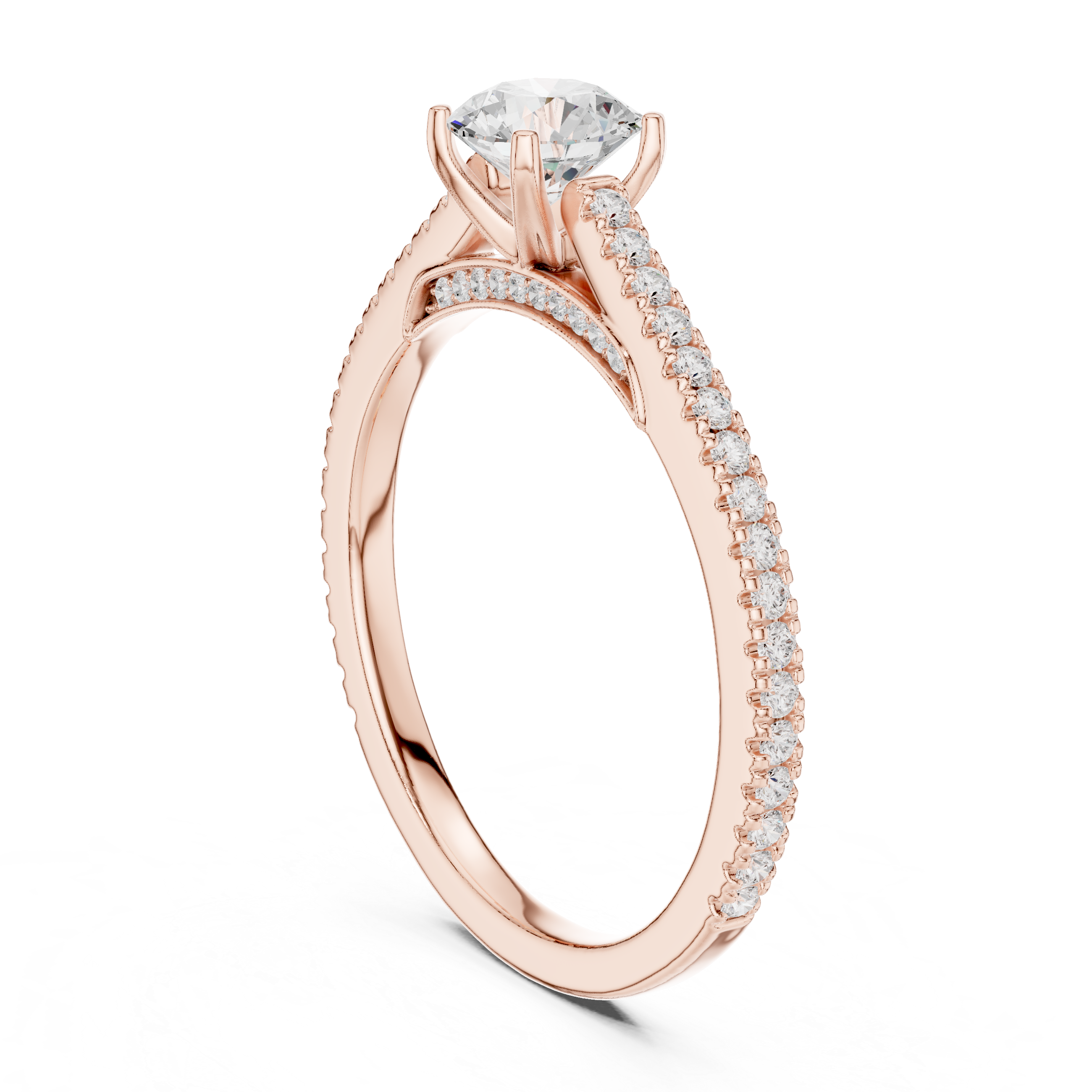 Delicate Solitaire Diamond Ring with Hidden Halo Accent