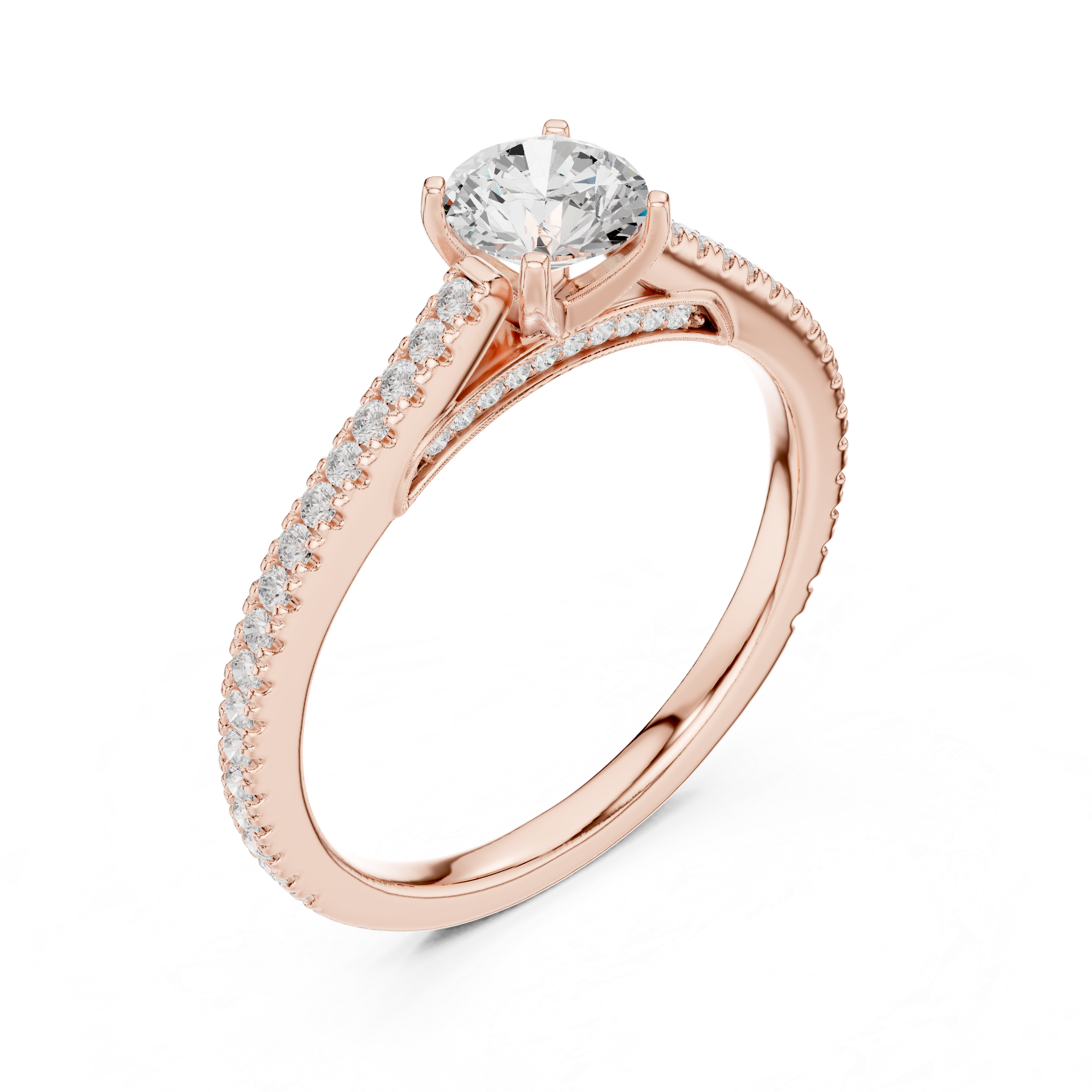 Delicate Solitaire Diamond Ring with Hidden Halo Accent